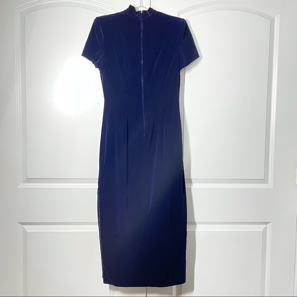 Maggy London Blue/Purple Velvet Chinese Dress size 6 - Picture 8 of 13